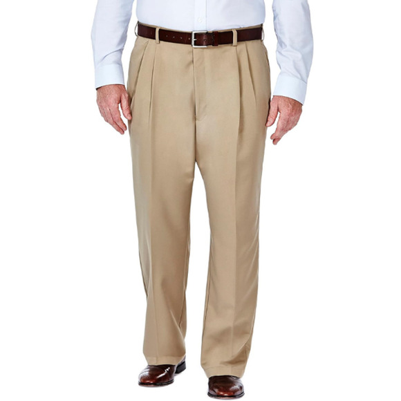 Lauren Ralph Lauren Men's Classic Ultraflex Stretch Pleated Pants Tan Size 38W - Picture 1 of 9